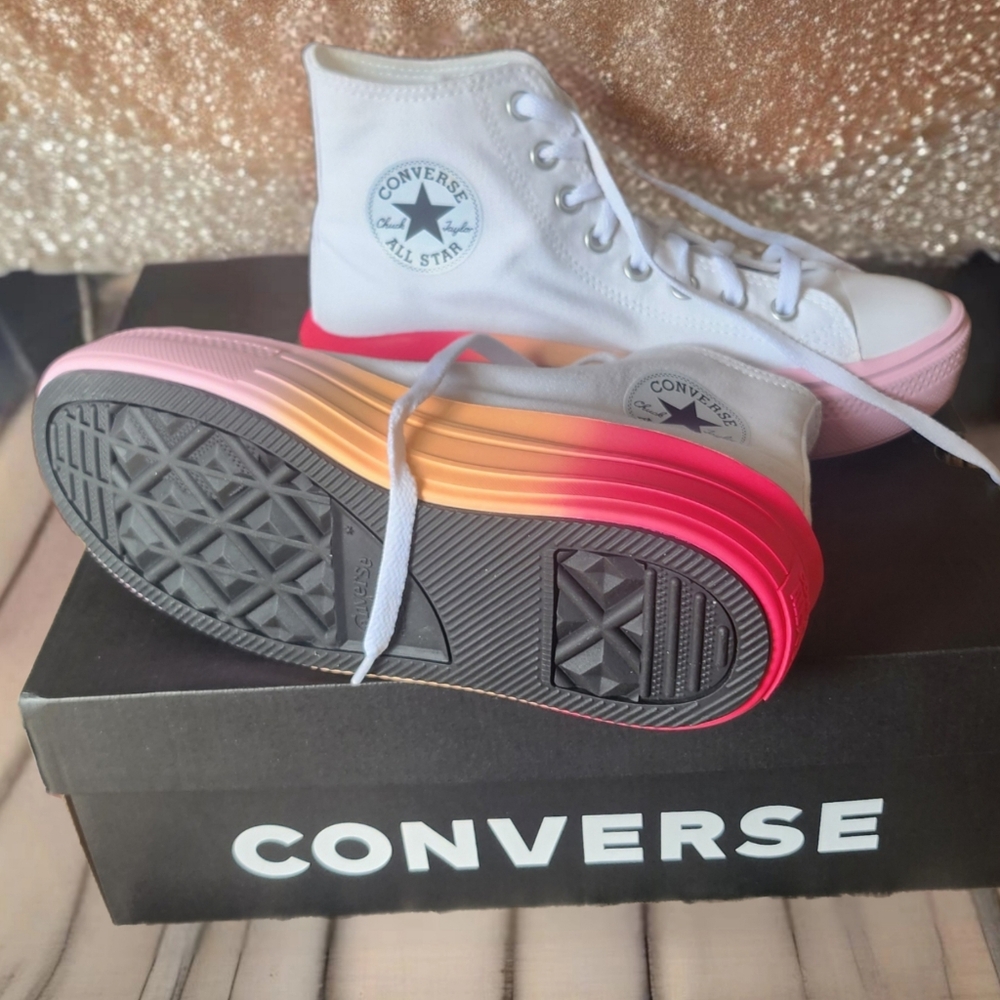 CHUCK TAYLOR ALL STAR MOVE PLATFORM BRIGHT OMBRE HIGH TOP SNEAKERS LIKE NEW - Picture 6 of 6